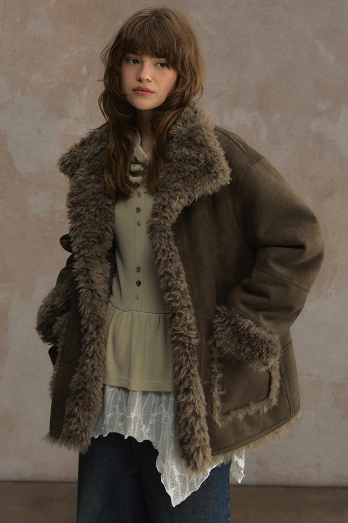 Winter Lamb Fur Deer Skin Jacket