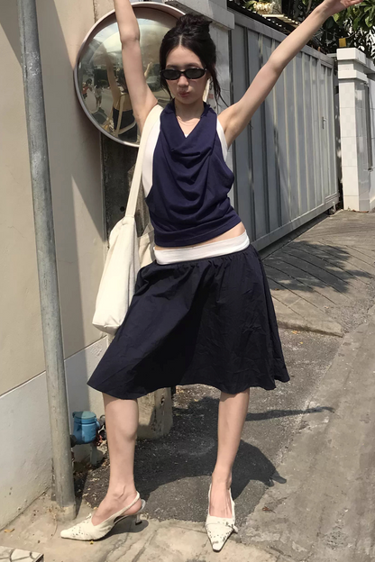 Orange Wave Halter Top