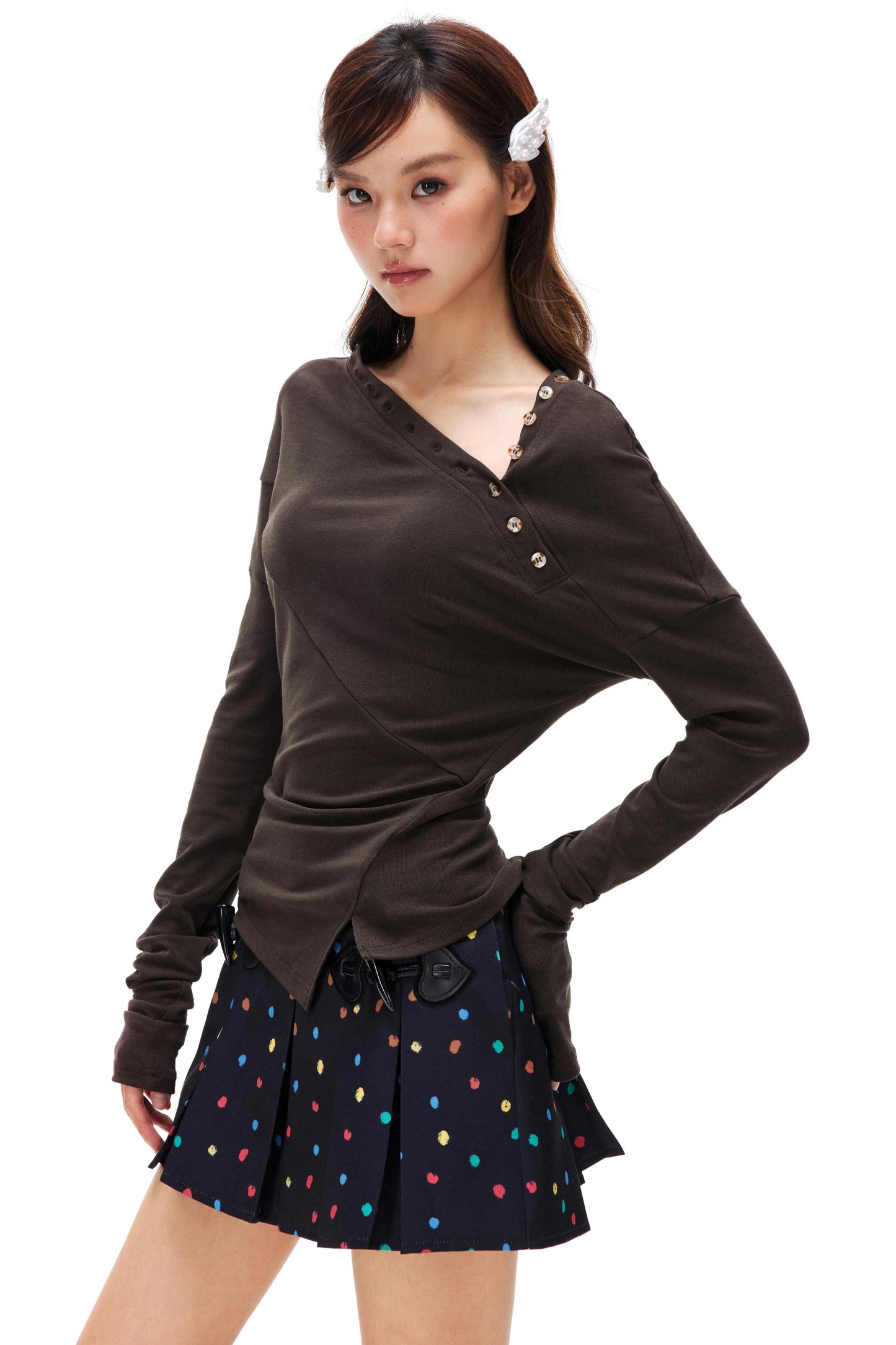 Asymmetrisches Strickoberteil aus Lyocell