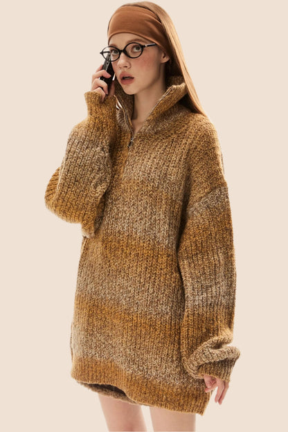 Niche Design Contrast Knit Sweater