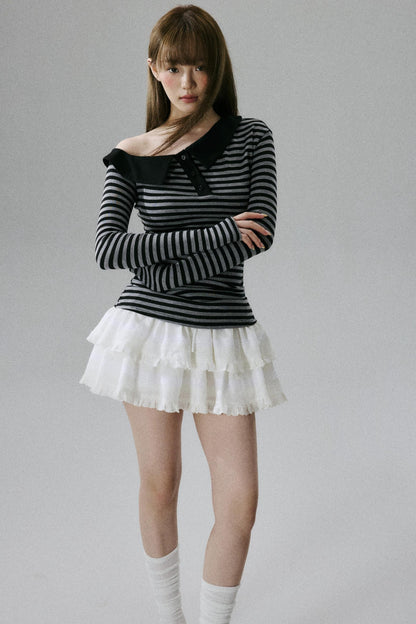 Off-Shoulder Wool Blend Top