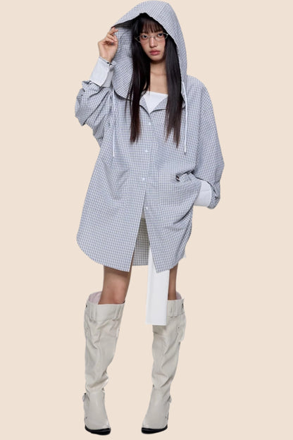 Plaid Hooded Casual Jacket