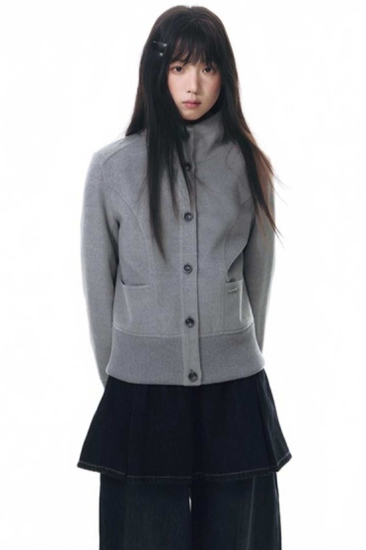 Fake Two-Piece Pleated Skirt Jeans