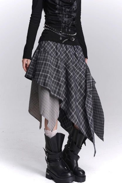 Irregular Plaid Autumn Skirt