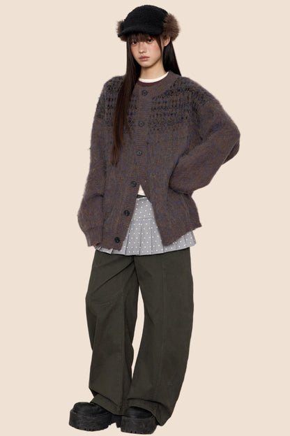 Brushed Crew Neck Cardigan