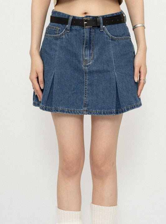 Korean high waisted denim skirt