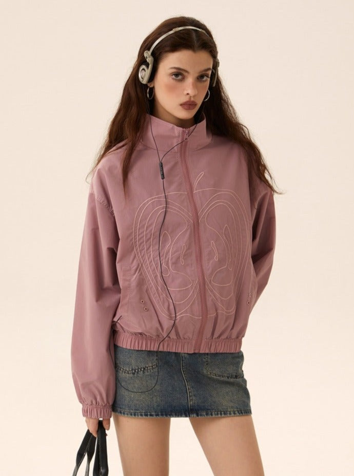 American loose cropped stand collar jacket