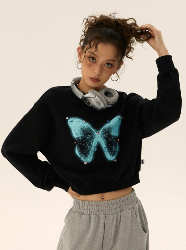 vintage butterfly print sweatshirt top