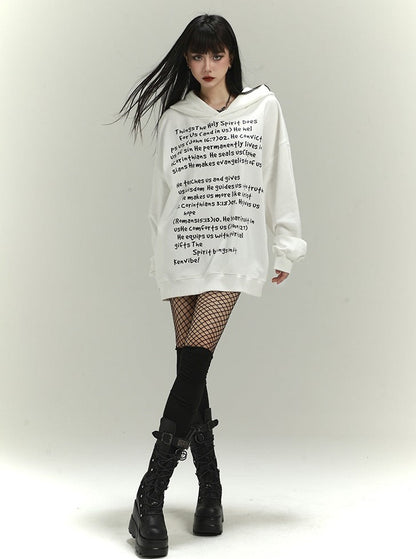 American retro white loose sweatshirt coat