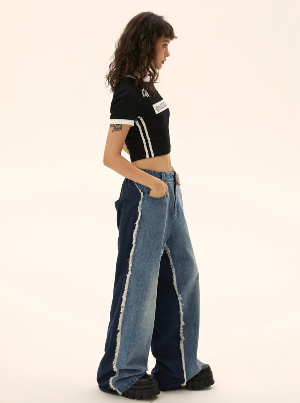 American retro wide-leg jeans pant