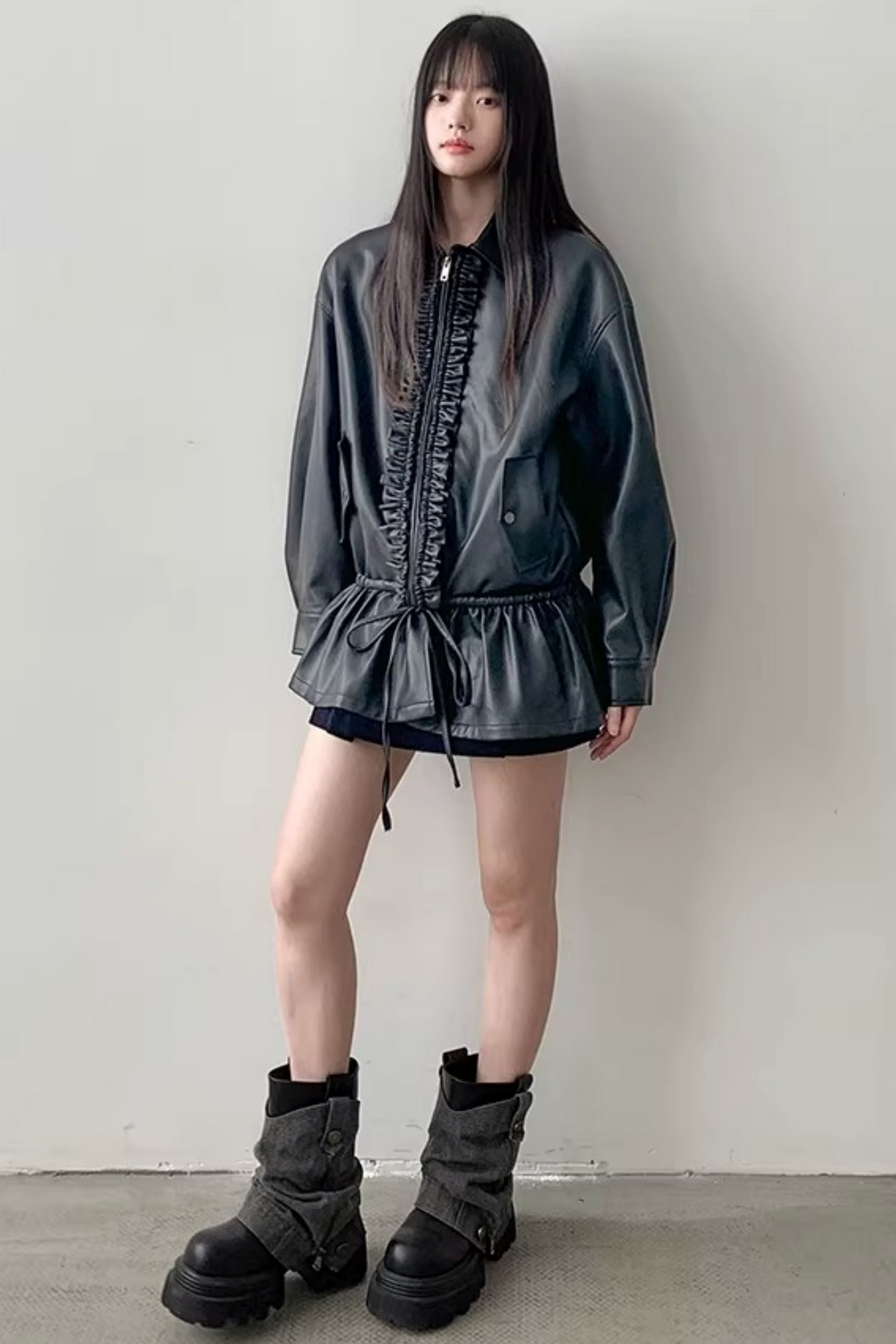 Reversible Ruffled Leather Jacket