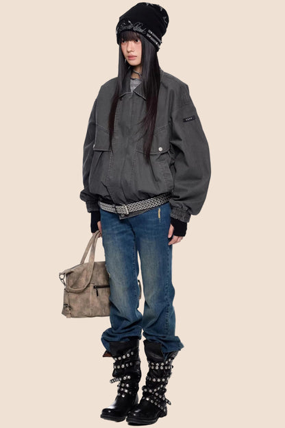 Retro gewaschene Jeansjacke