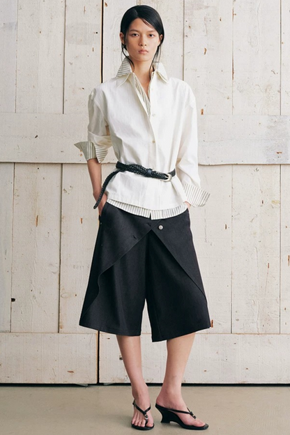 Asymmetrical Overlap Fake Two-Piece Shorts