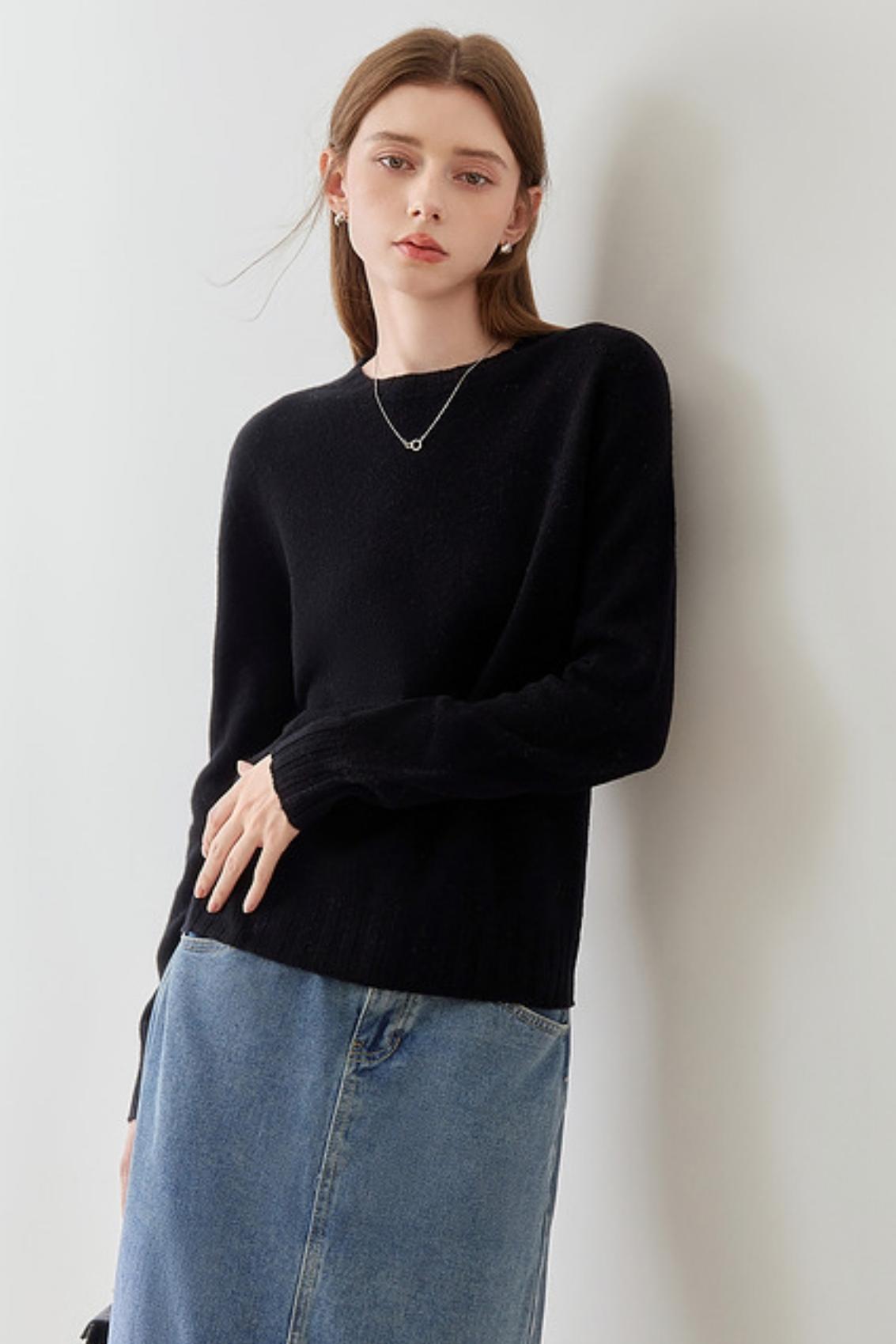 [MEETLADY SOLID COLOUR KNITWEAR WOMEN'S WINTER 2024 NEW SWEATER BASE LAYER TOP (100% Schafswolle)