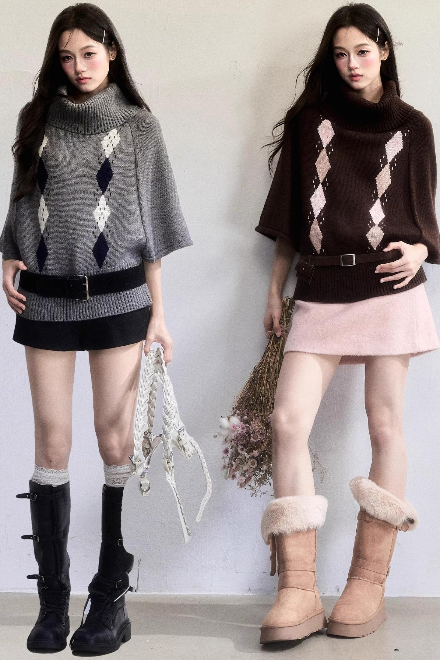 Retro Diamond Wool Knit Sweater