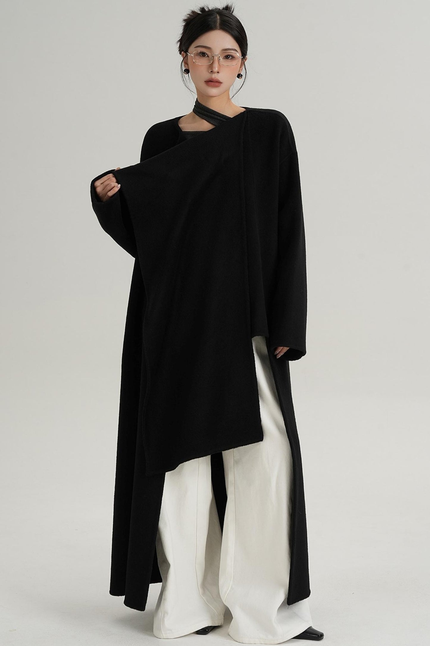 High-End Shawl Collar Wool Long Coat