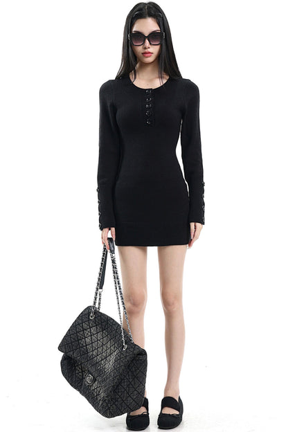 Khaki Knitted Spring Dress