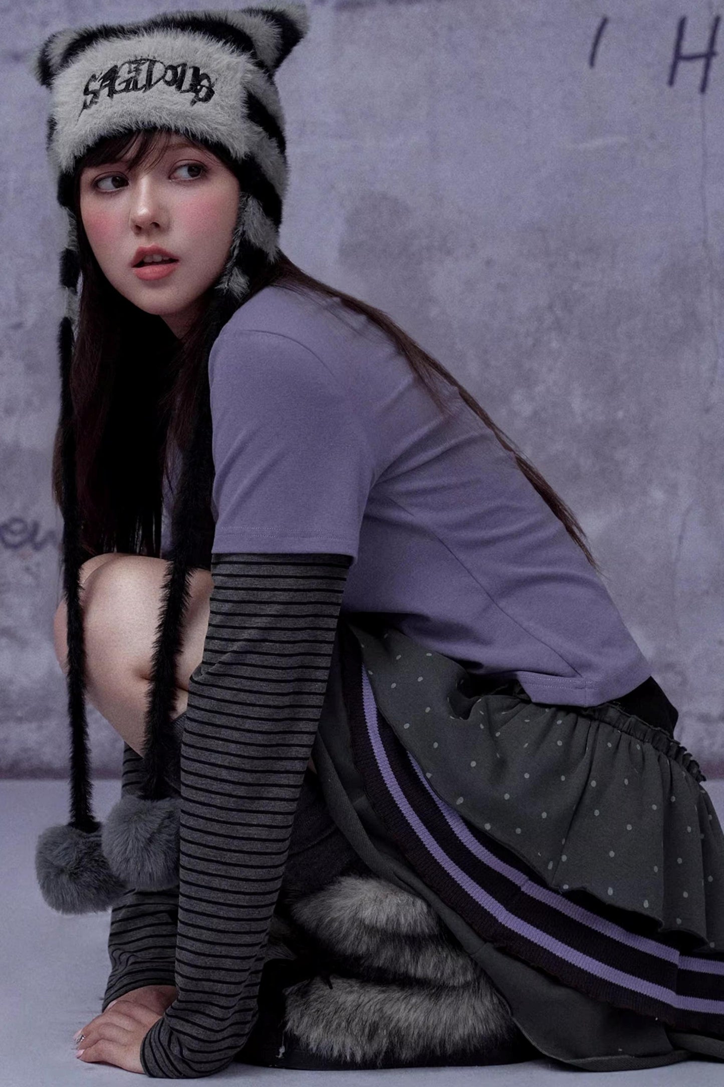 Gray-Purple Cake Skirt