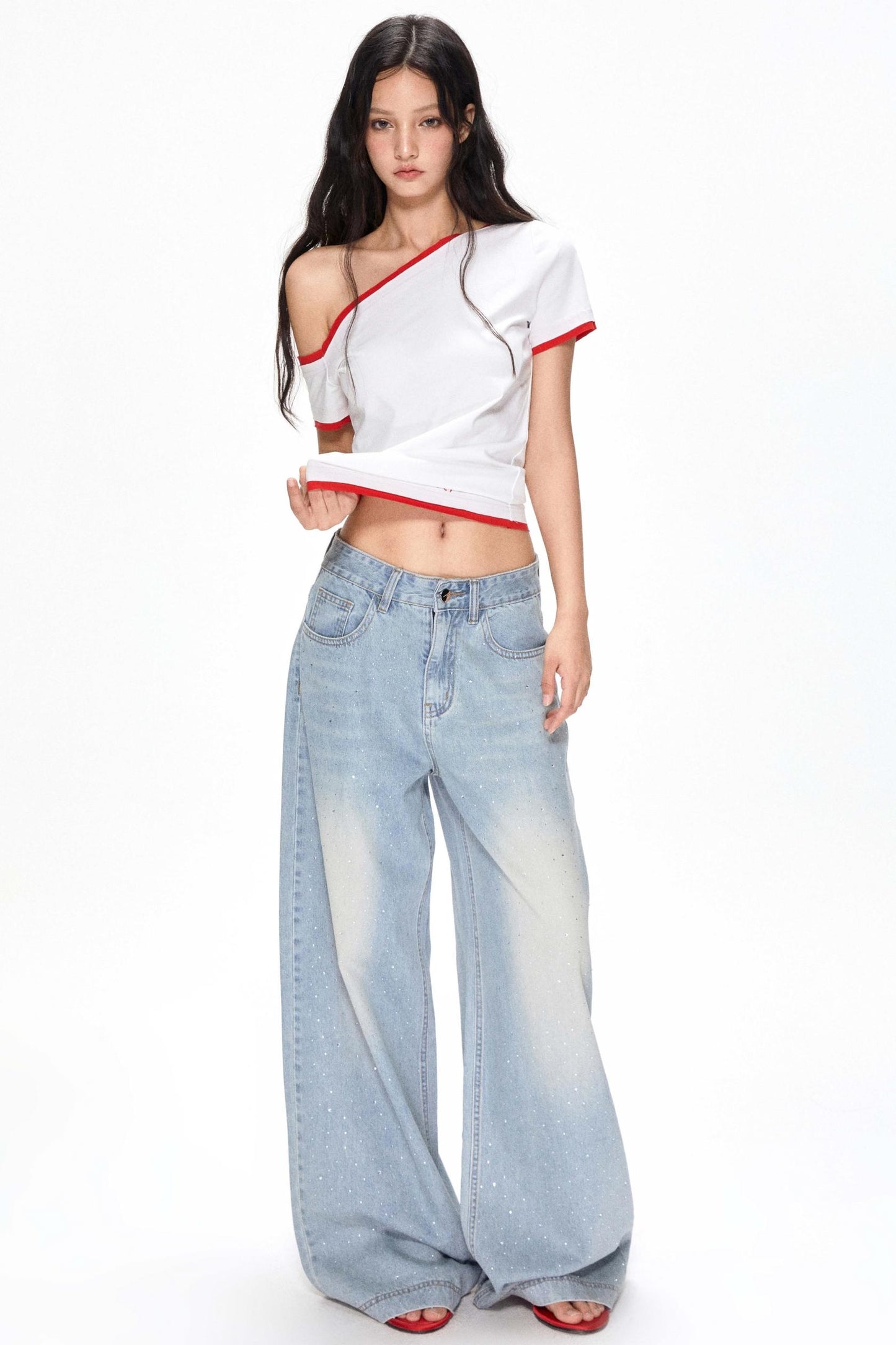 Summer Color-Block Strapless T-Shirt