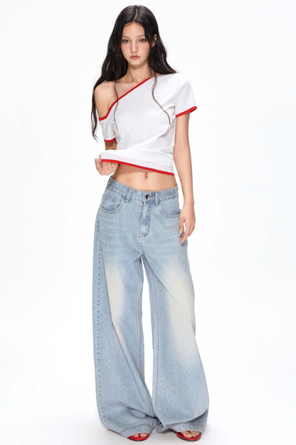 Summer Color-Block Strapless T-Shirt