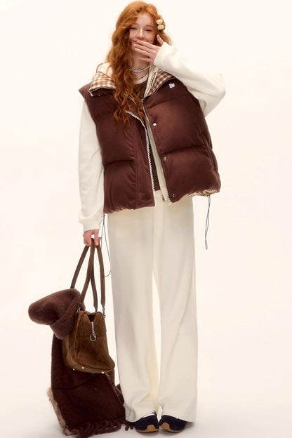 Reversible Plaid Lace Vest Jacket