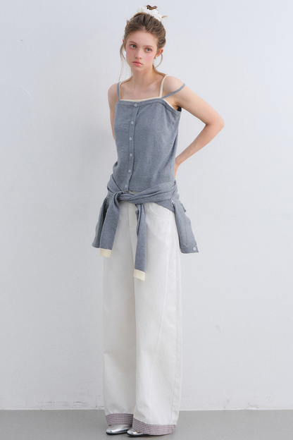 Gray Wool Knit Cardigan Set