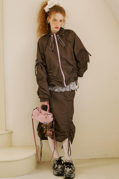 Versatile Color-Block Jacket Skirt Set-Up