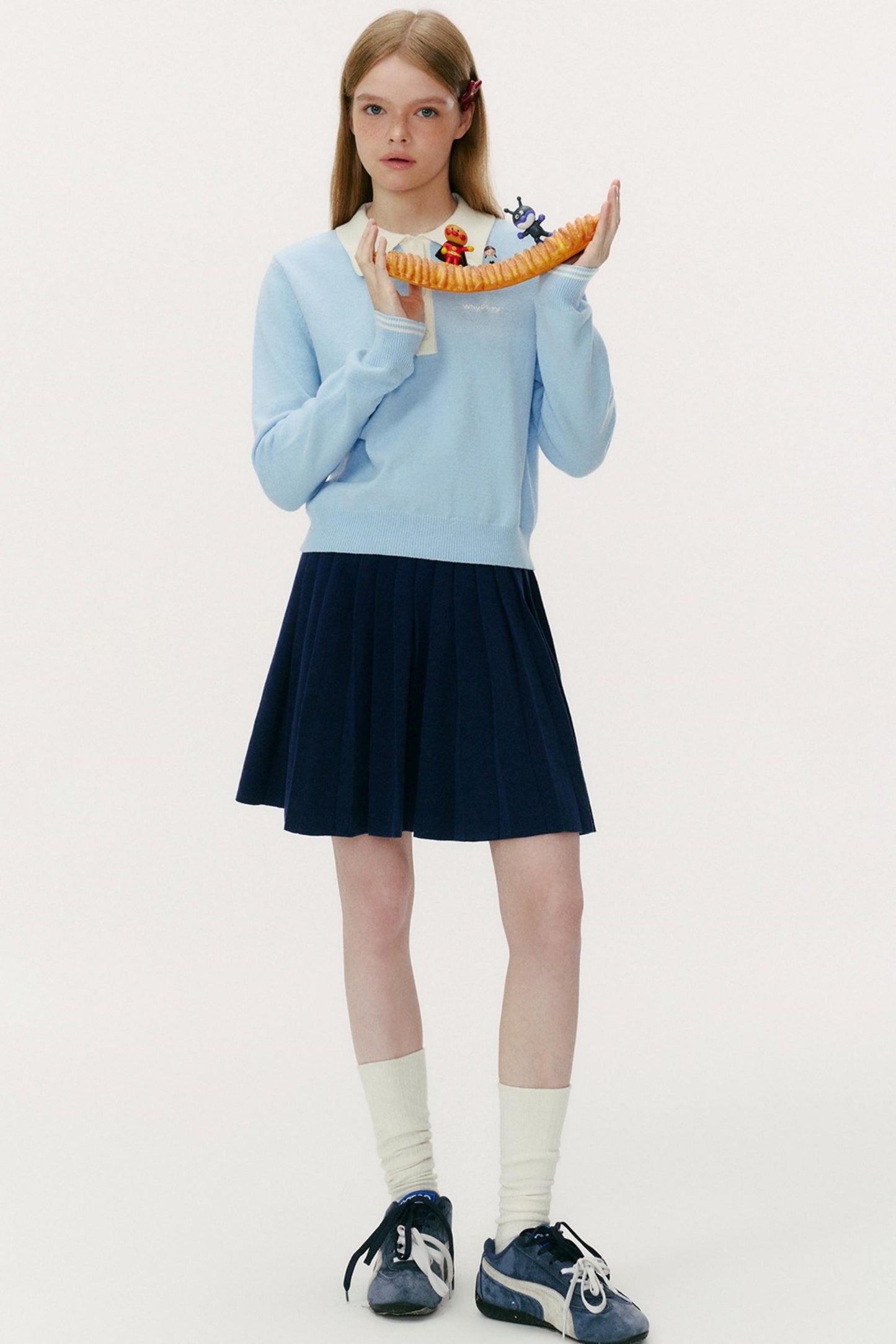 Wool Blend Knit Polo Sweater