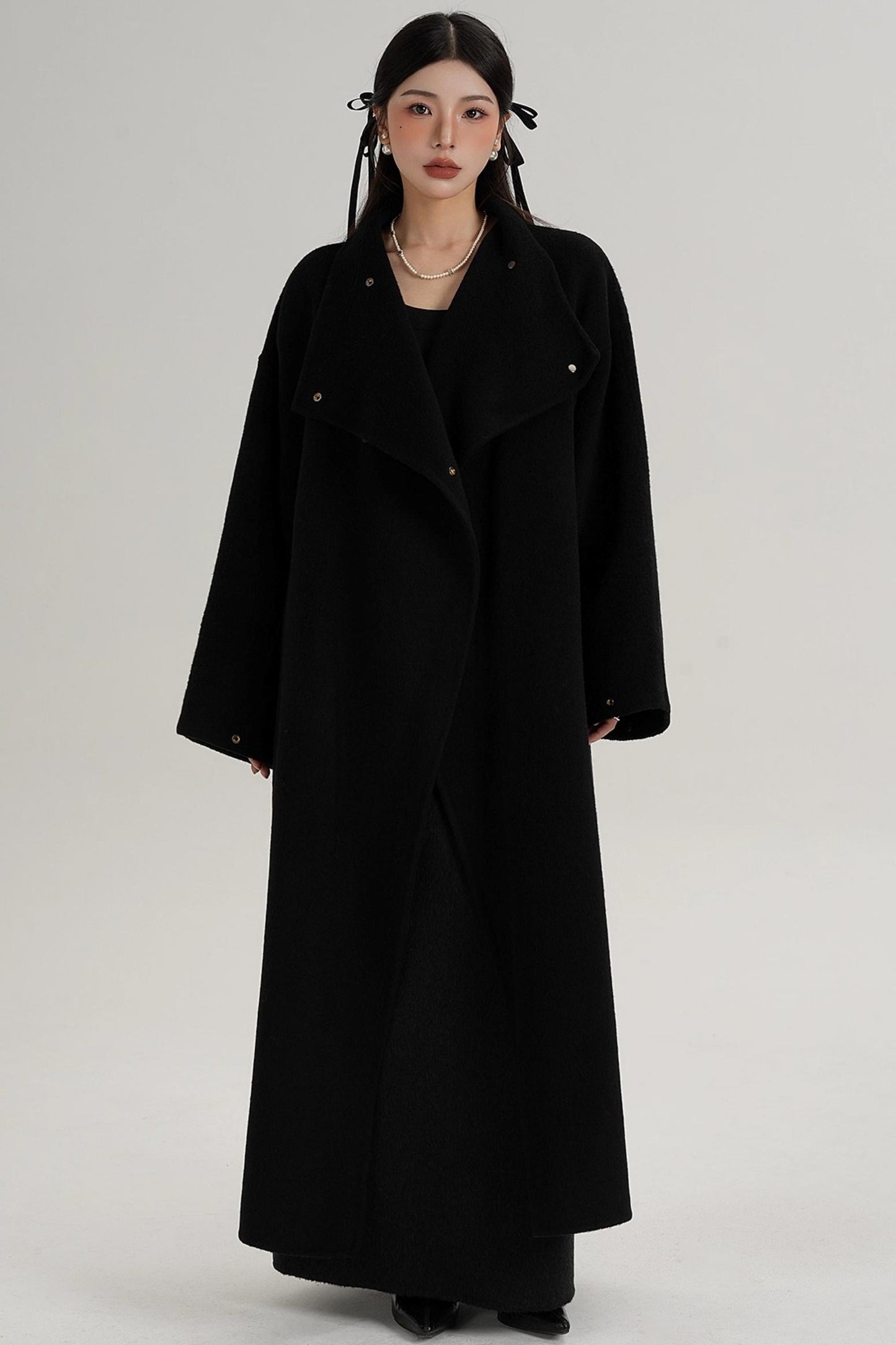 Stand-Up Collar Elongated Wool Coat