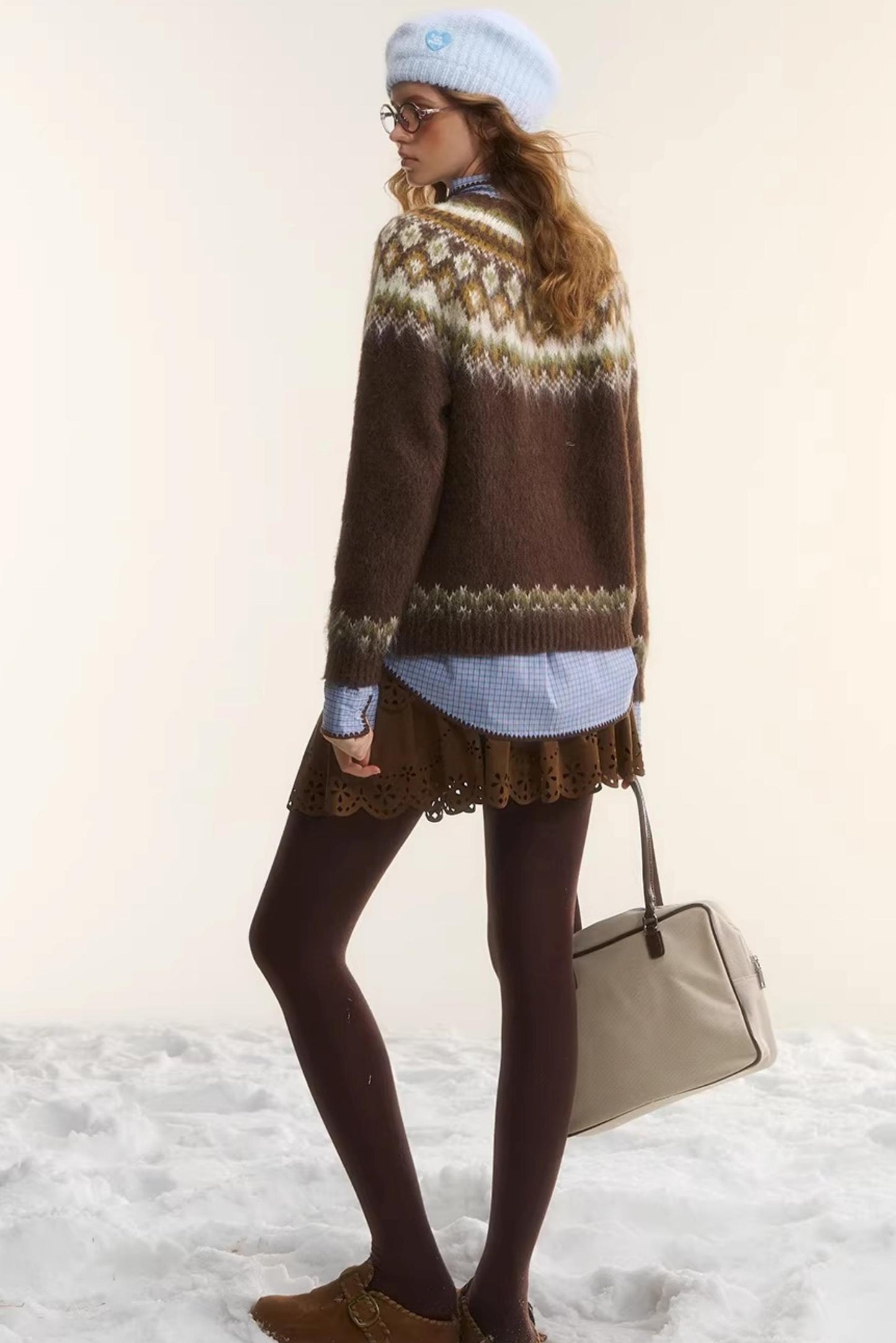 Shell Embroidery Plaid Shirt