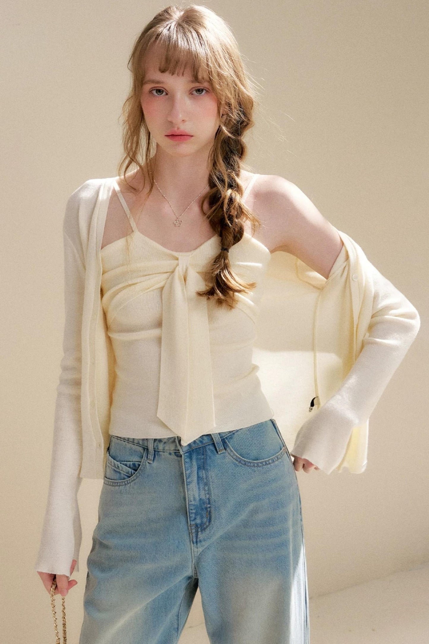 Romantic Wool Blend Cardigan Set-Up