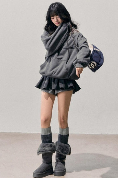 Fake Two Piece Plaid Hooded Jacket