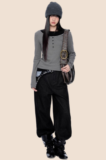 Striped Patchwork Knitted Top