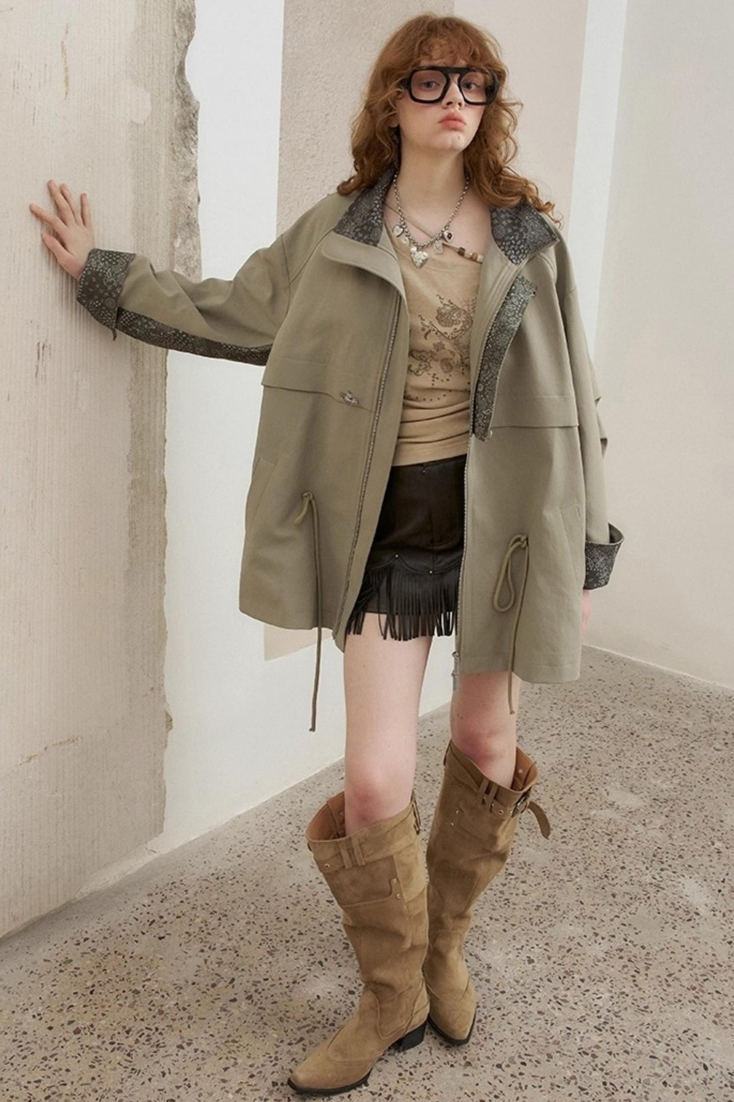 Cashew Flower Trench Coat