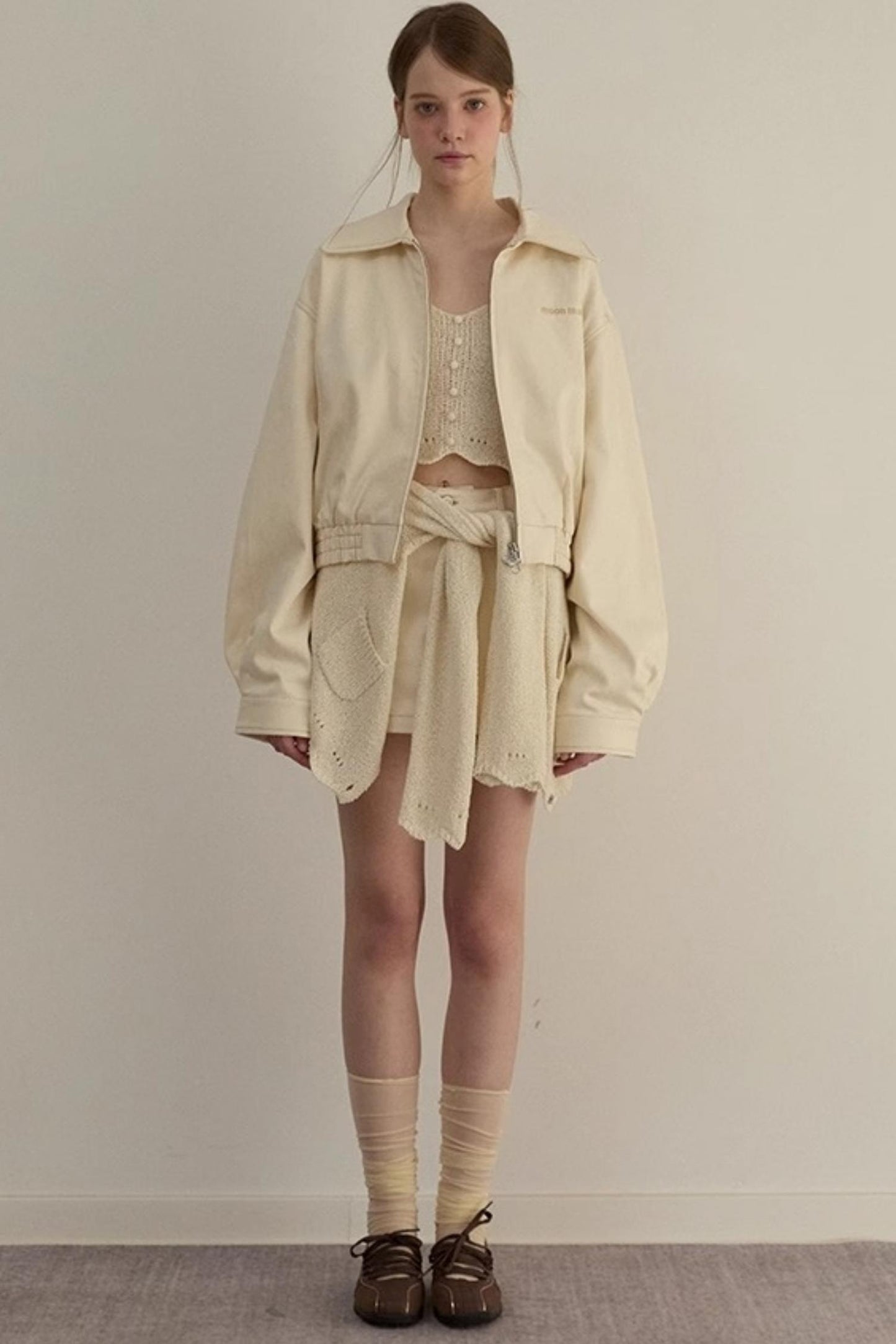 Embroidered A-line Duo Coat Skirt Set-Up