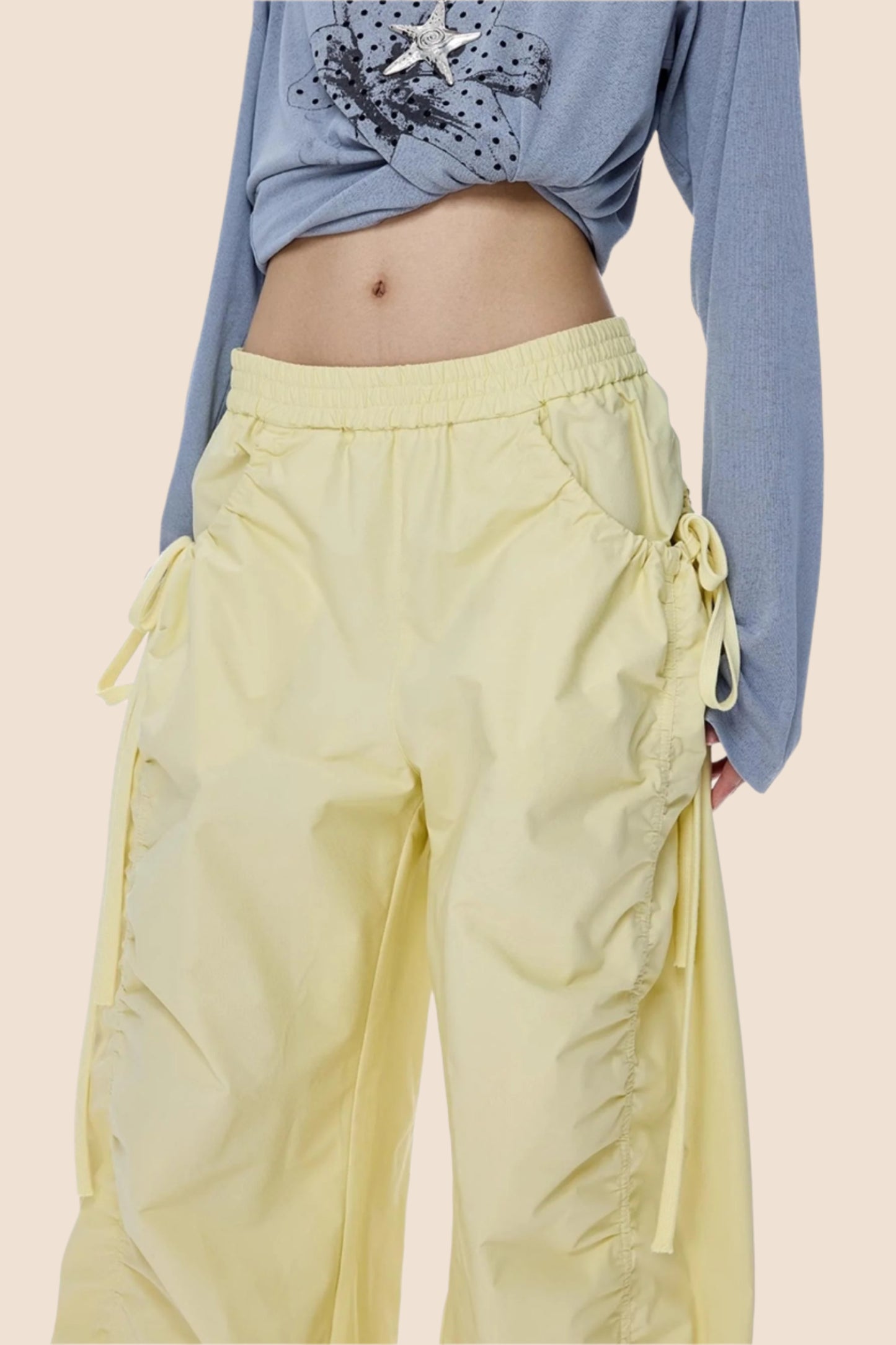 American Yellow Wide Leg Cargo Pants