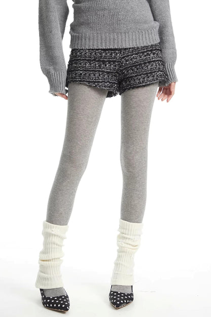 Retro Pailletten Tweed Kurze Hose