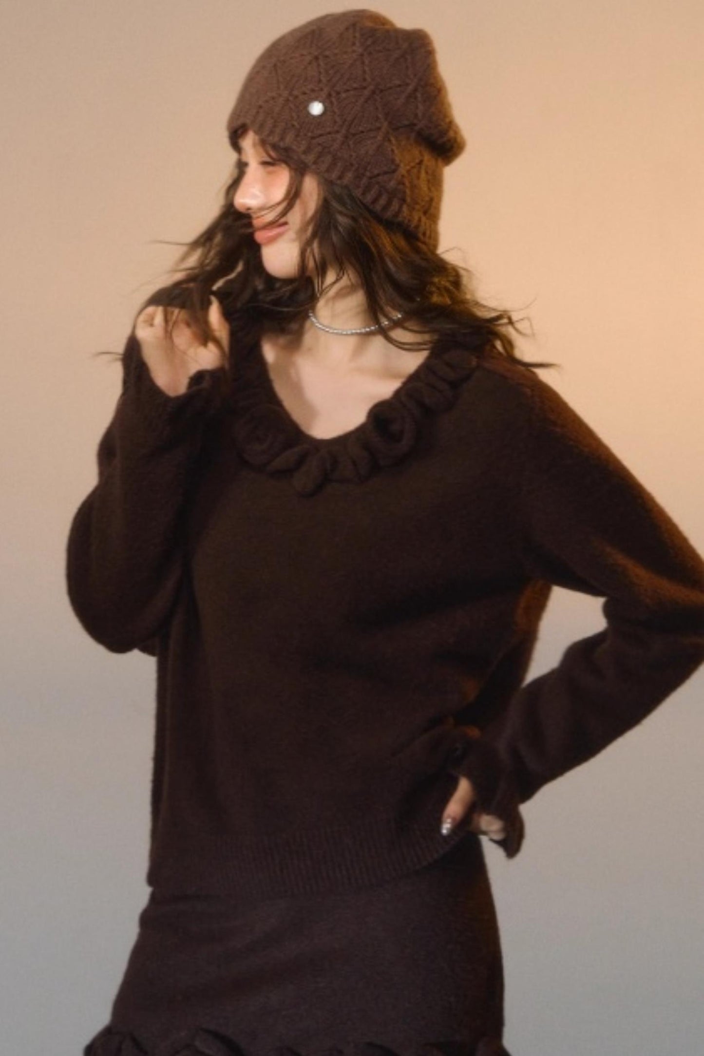 Stereo Rose Knit Sweater Set-Up