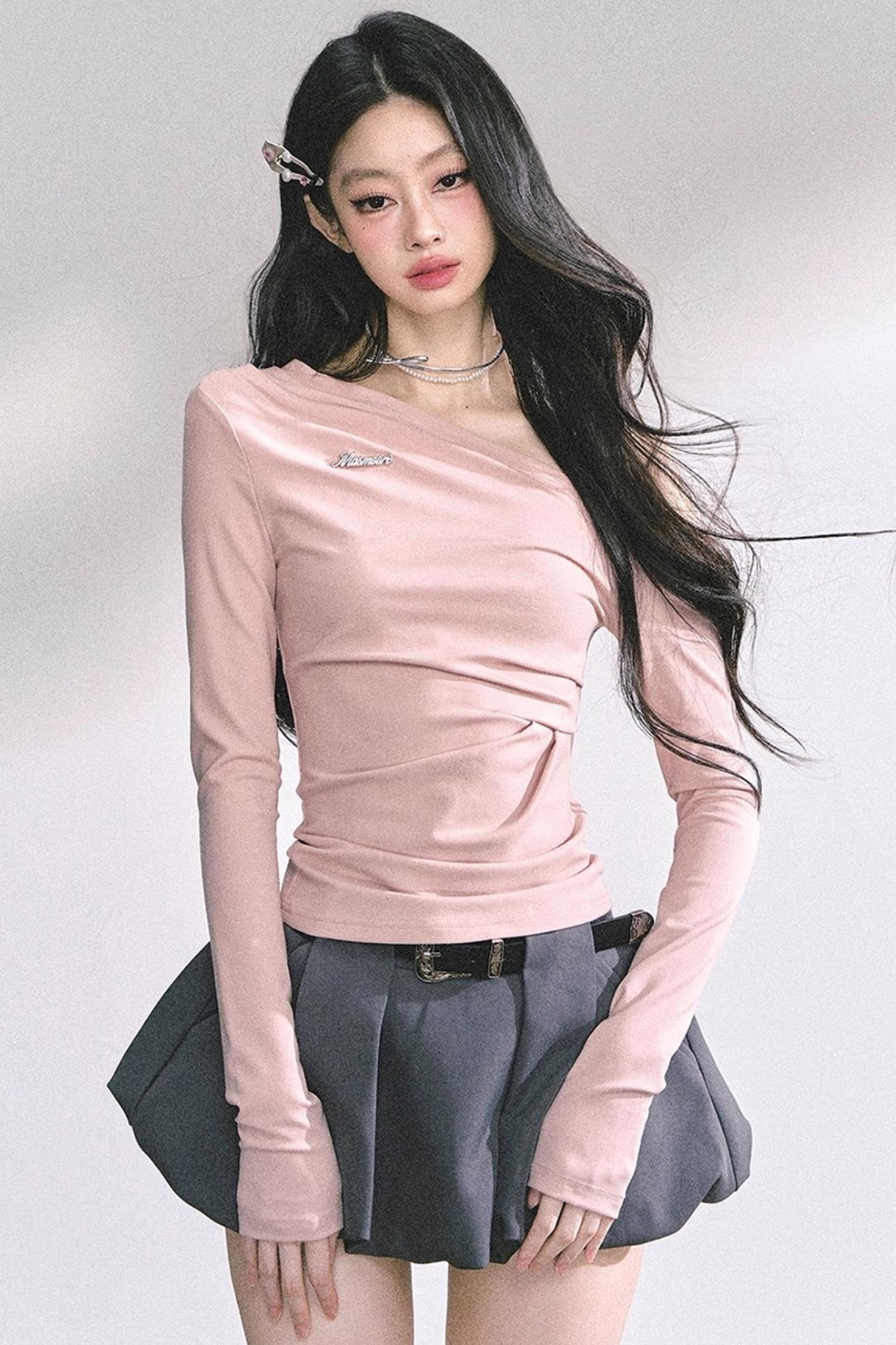 Spicy American Long-Sleeved Gray Top
