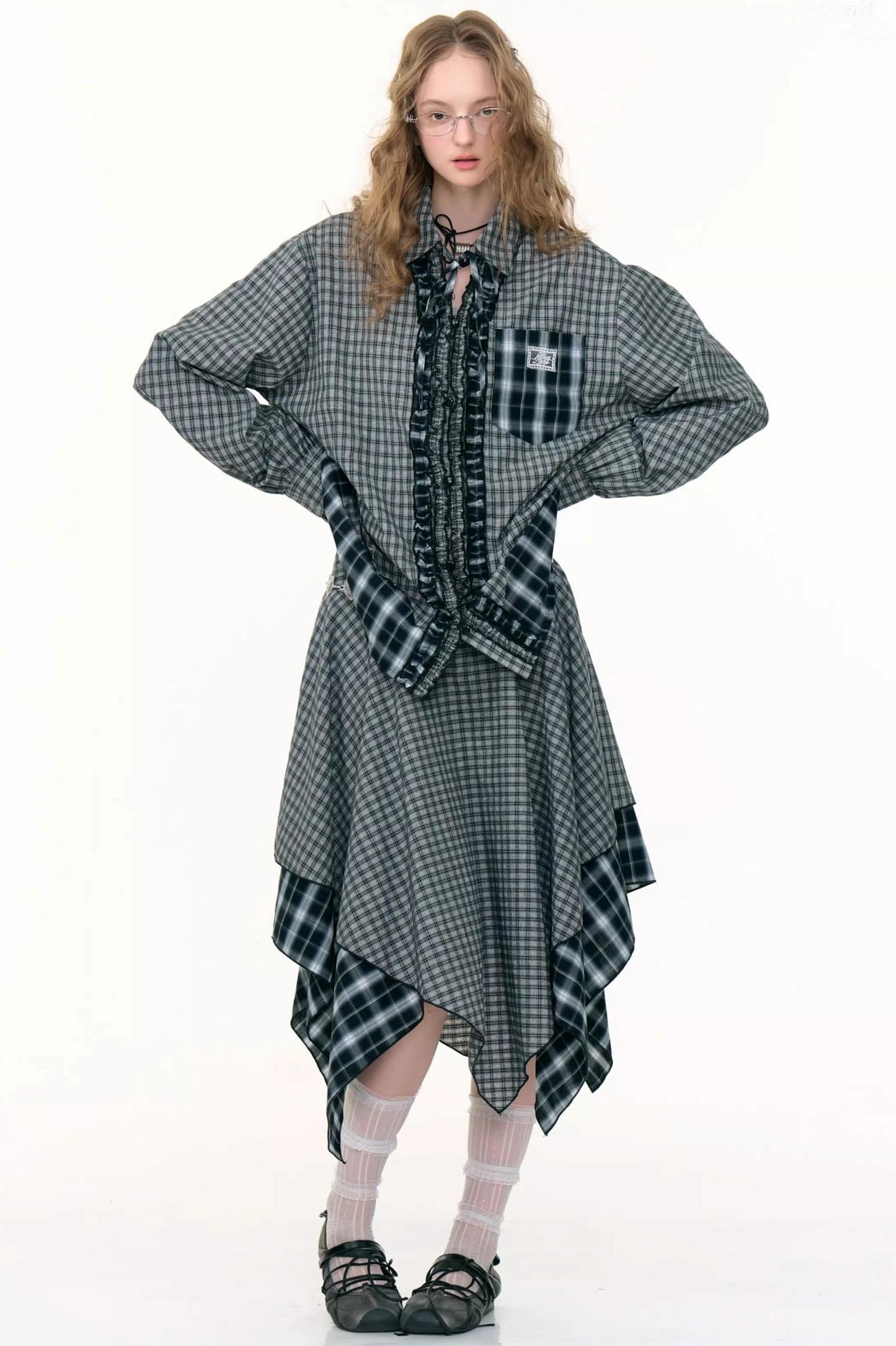 Retro Plaid Long-Sleeved Shirt