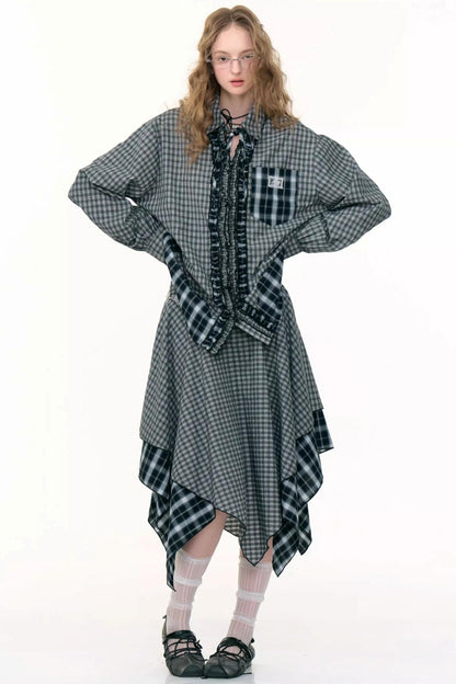 Retro Plaid Long-Sleeved Shirt
