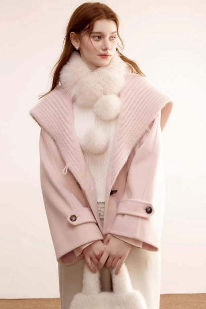 Woolen Short Shawl Collar Coat
