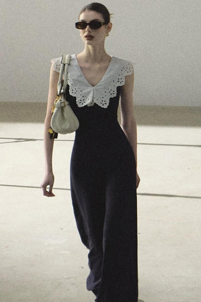 Cotton Sleeveless Backless Waist-cinching Dress