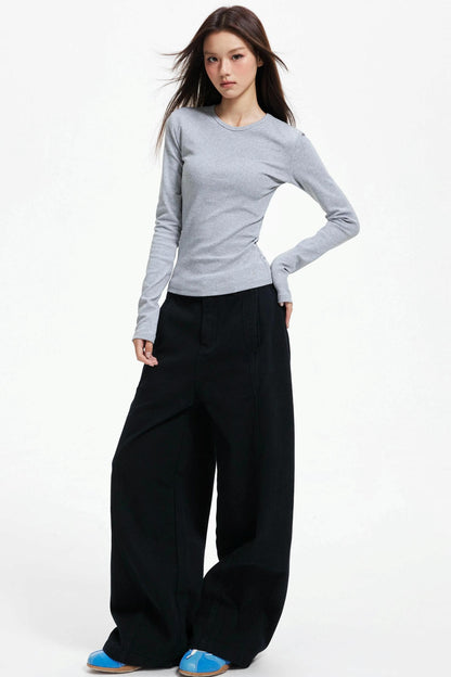 Slim Round Neck Long Sleeve Knitwear