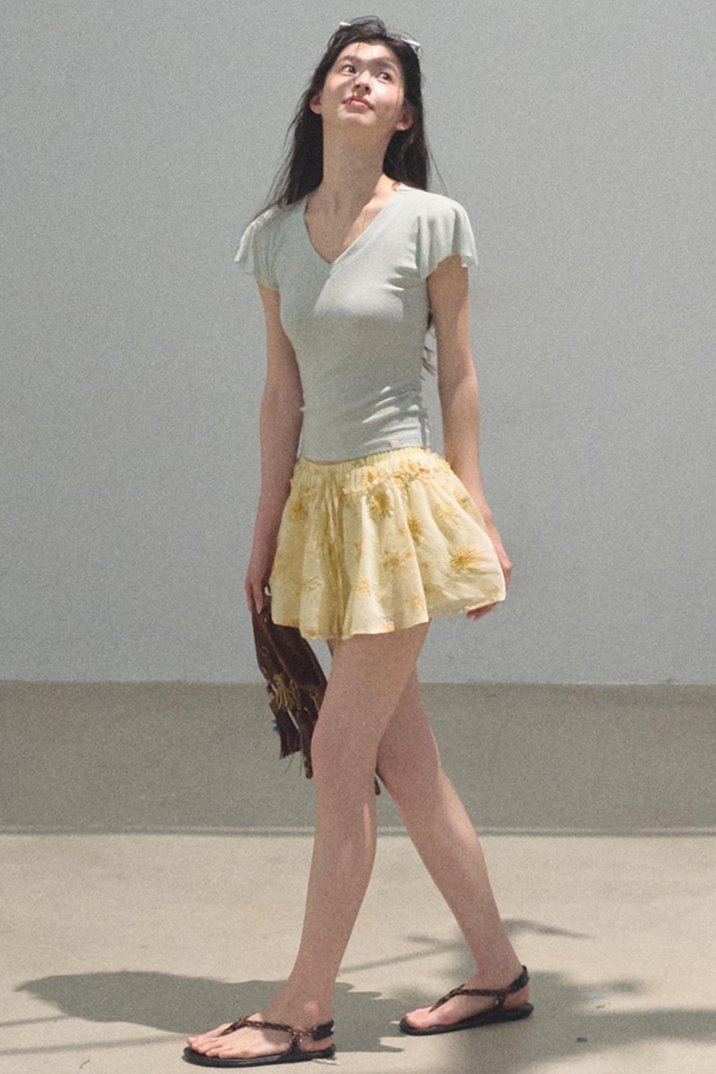 Embroidered Puffy A-Line Skirt