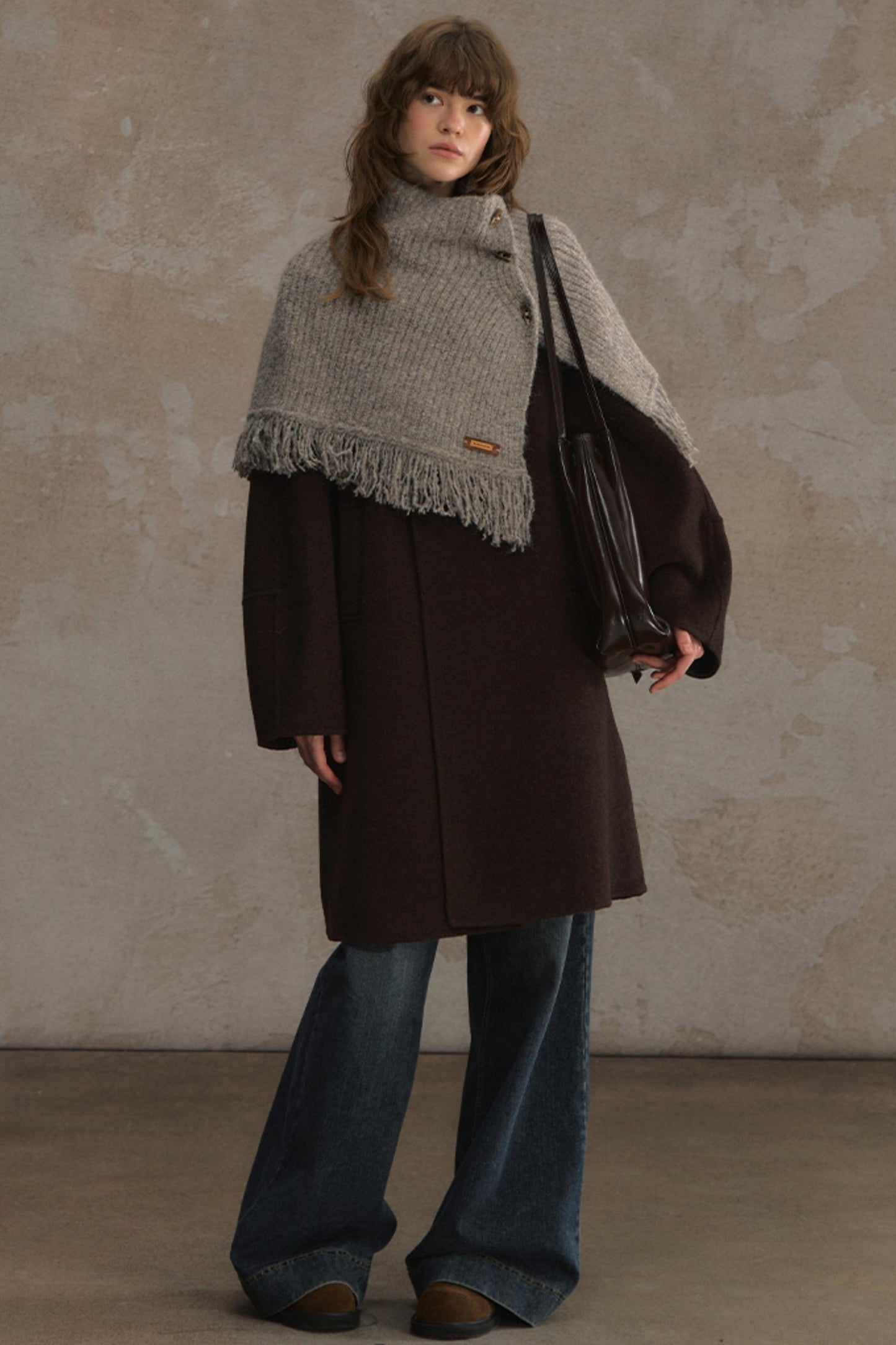 Wool Knitted Cape Cardigan