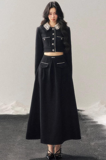 Whisper Lace Winter Suit Skirt Set-Up