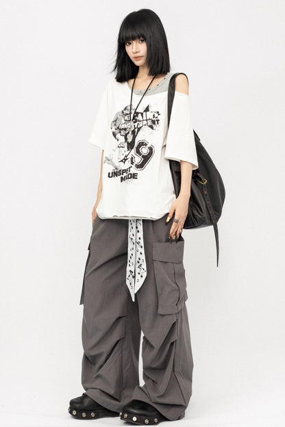 Vintage Off-Shoulder Loose T-Shirt