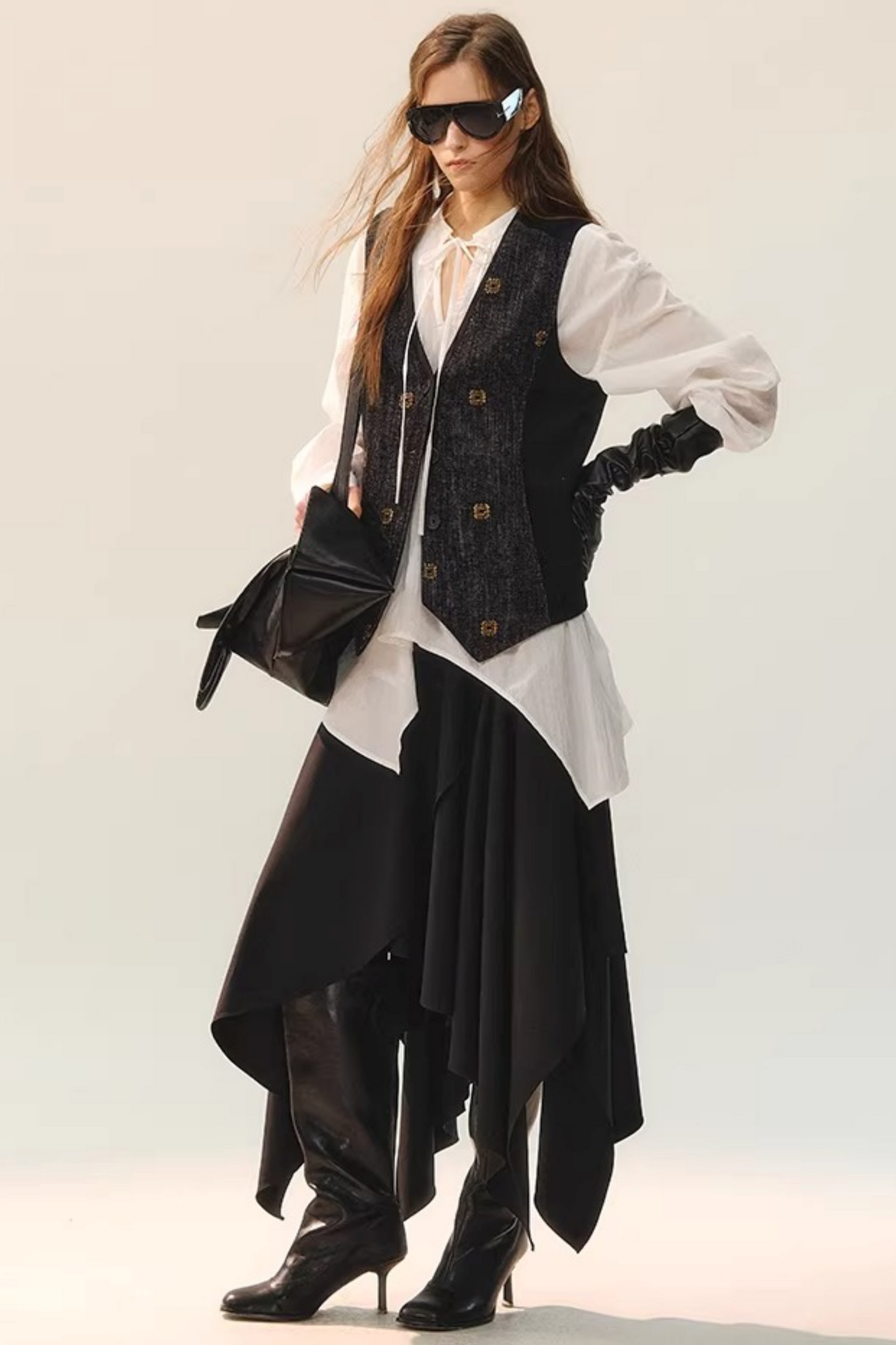 Beaded Retro V-Neck Vest Set