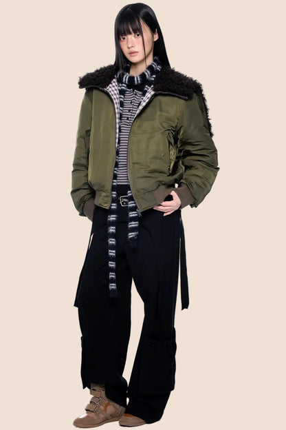 Furry Hooded Patchwork Jacket